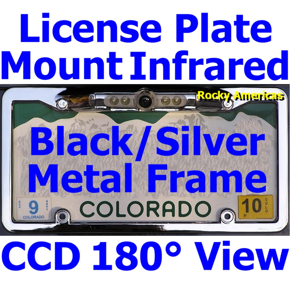 CCD License Plate Mount Color Night Vision Infrared Wide View Angle Vehicle Rear View Backup Camera with Metal Frame